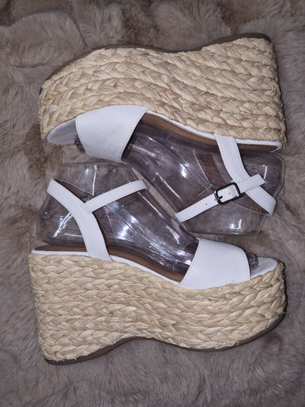 Alisha Platform Wedge Heels Sandals White